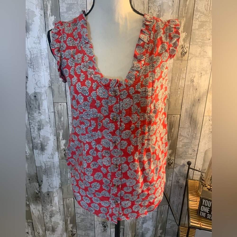 Maeve by Anthropology ruffle trim blouse. Size 0